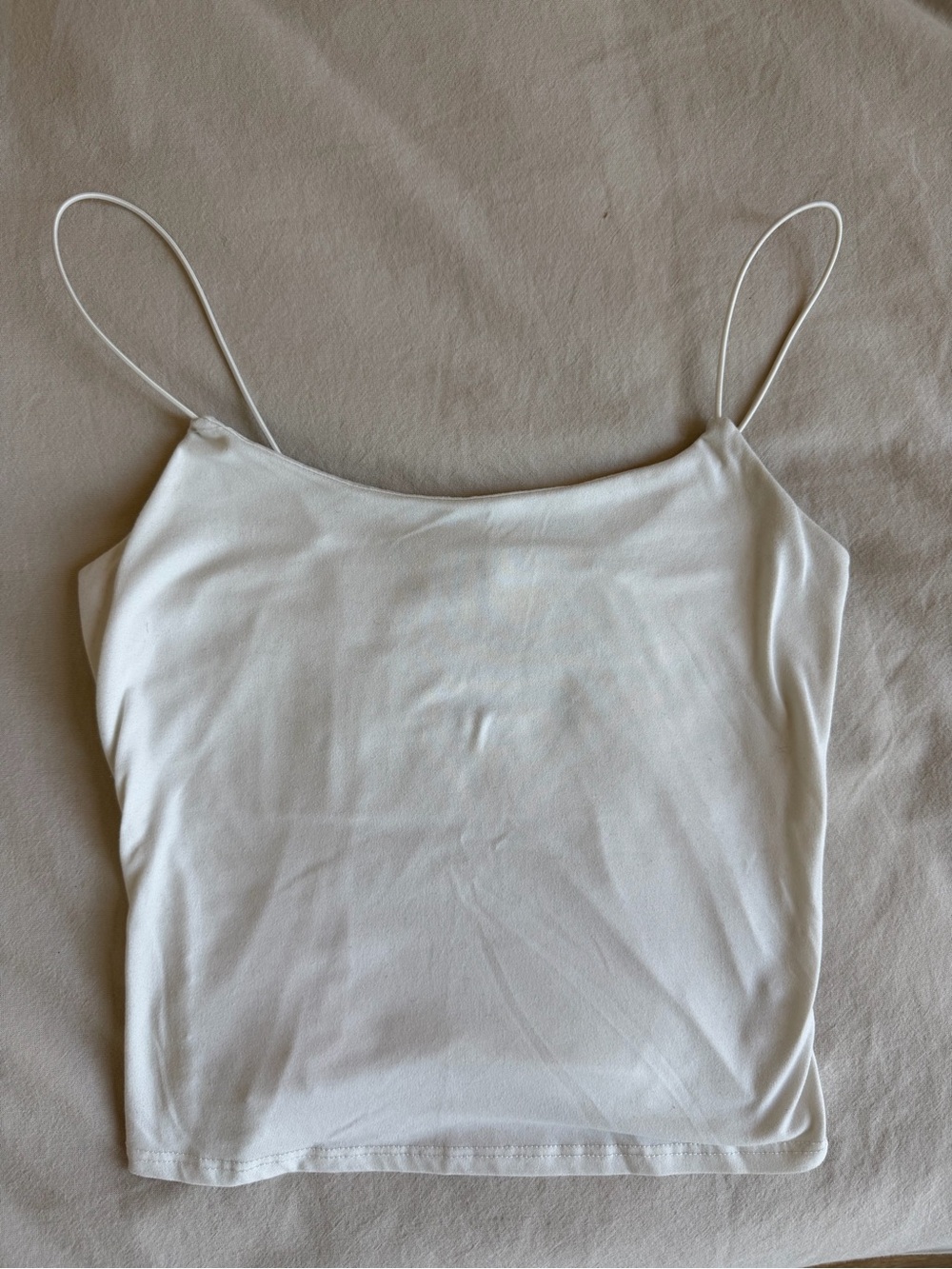 White Spaghetti Strap Tank Top with front lining